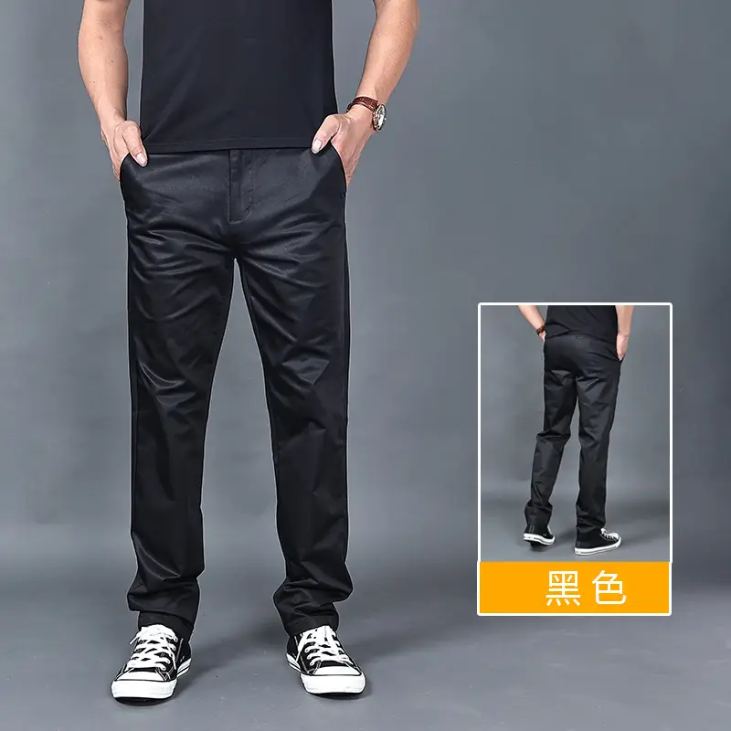 Men's Blue Cotton Loose Straight Pants 2019 Spring - Image 6