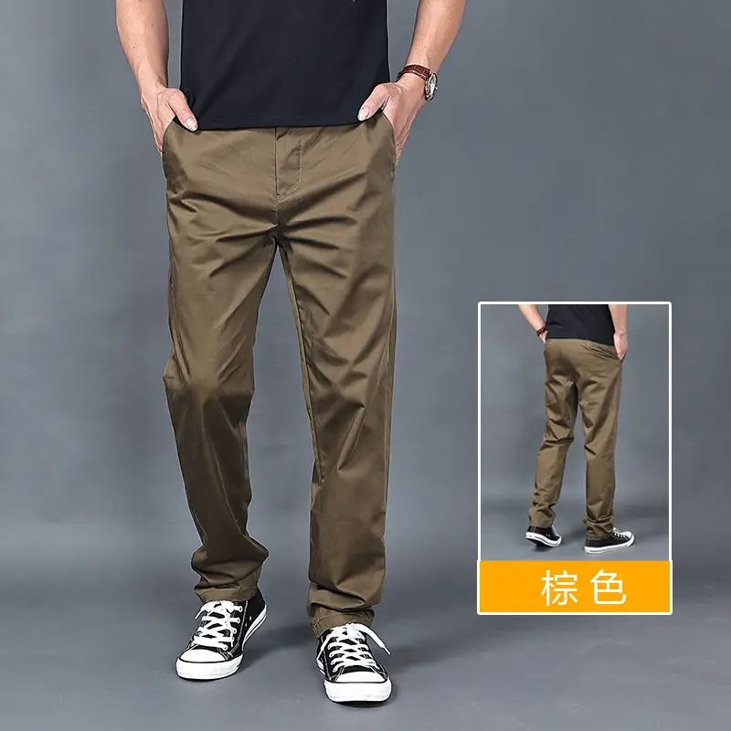Men's Blue Cotton Loose Straight Pants 2019 Spring - Image 7