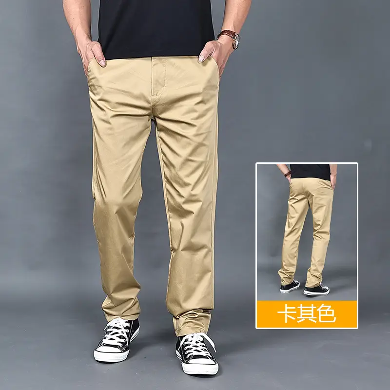 Men's Blue Cotton Loose Straight Pants 2019 Spring - Image 9