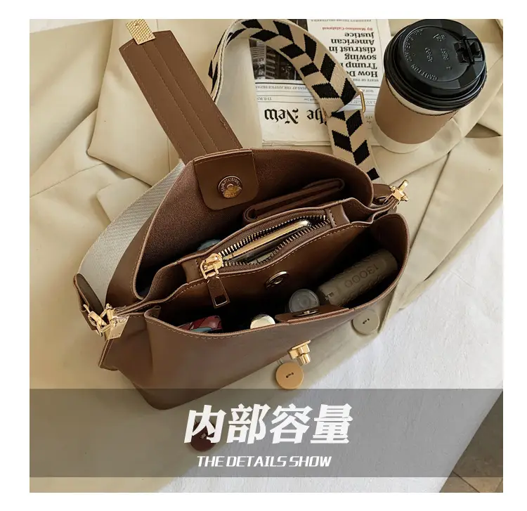 Women's Brown Leather Shoulder Bag with Adjustable Strap — feature 5