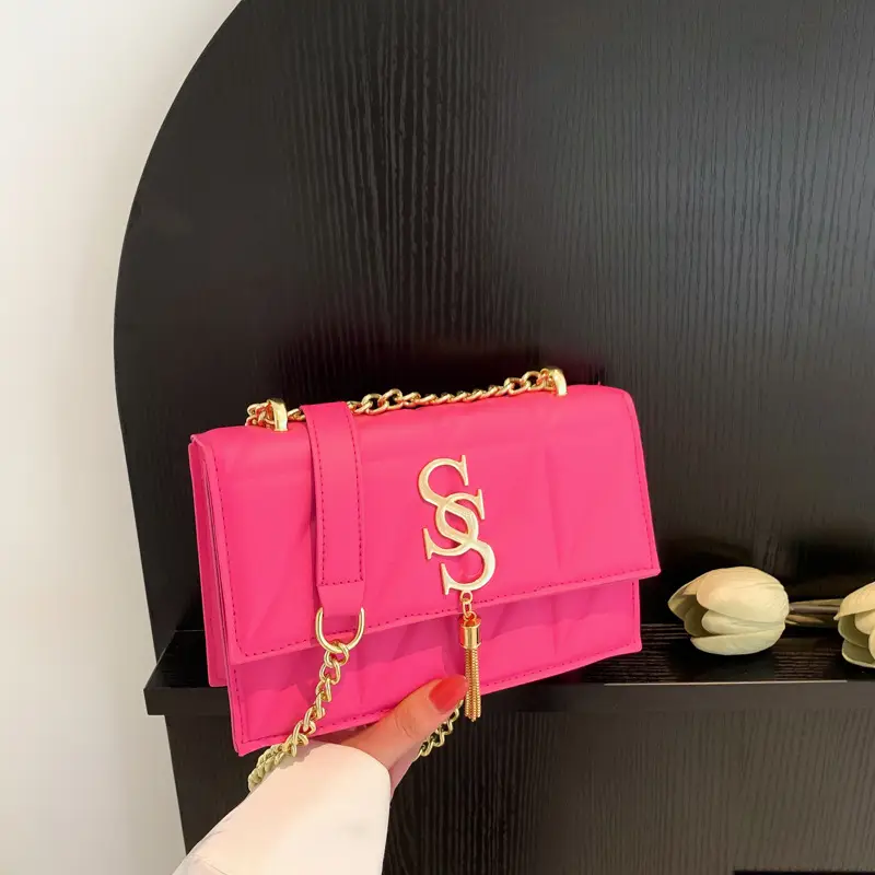 Pink Quilted Shoulder Bag for Women 2023 - Image 3