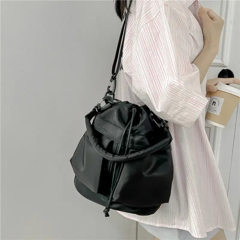 Black Nylon Shoulder Bag for Women Large Capacity - Image 11