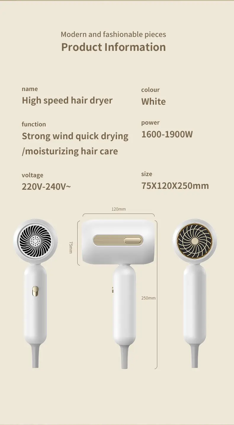 1200W Cross-Border Hair Dryer Cream Yellow — feature 28