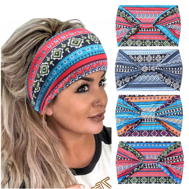 New Bohemian Printed Yoga Hair Band Wide Elastic Headband - Image 14