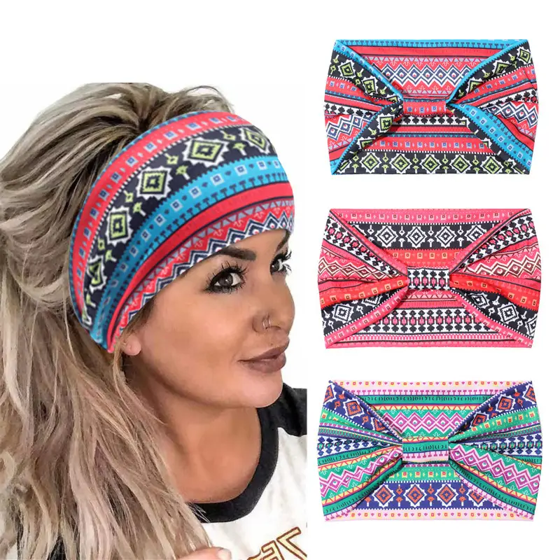 New Bohemian Printed Yoga Hair Band Wide Elastic Headband — feature 3