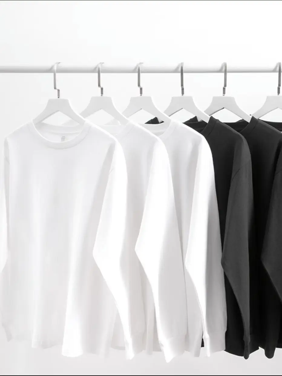 Black Cotton Long Sleeve T-Shirt 250g High Density Cotton - Image 3