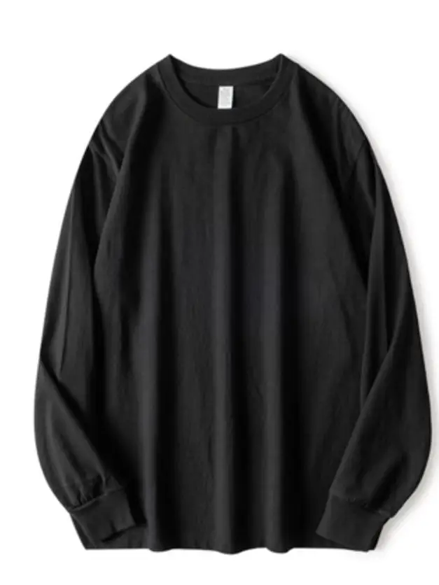 Black Cotton Long Sleeve T-Shirt 250g High Density Cotton - Image 2