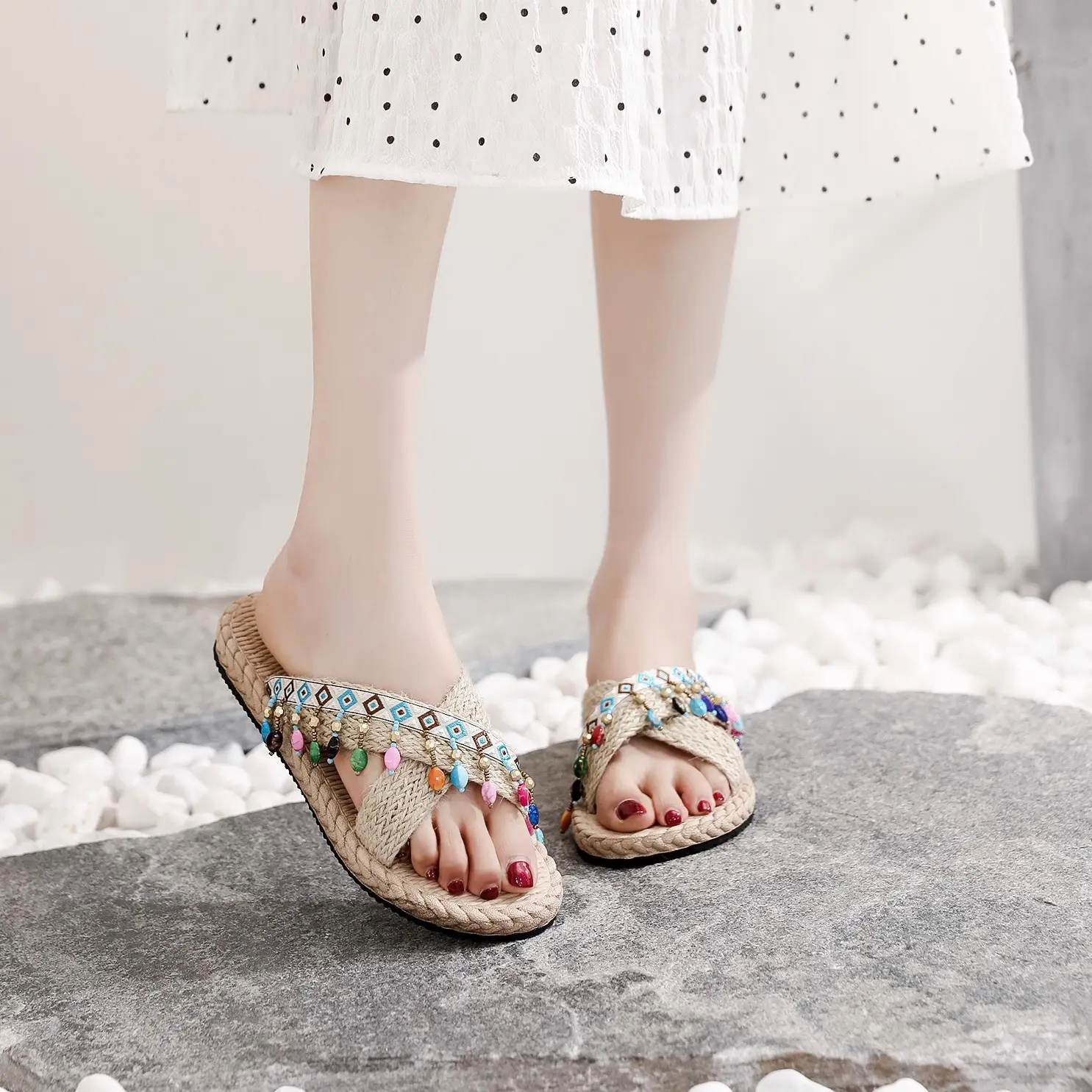 Eva Hand-Woven Ethnic Slippers Women Summer