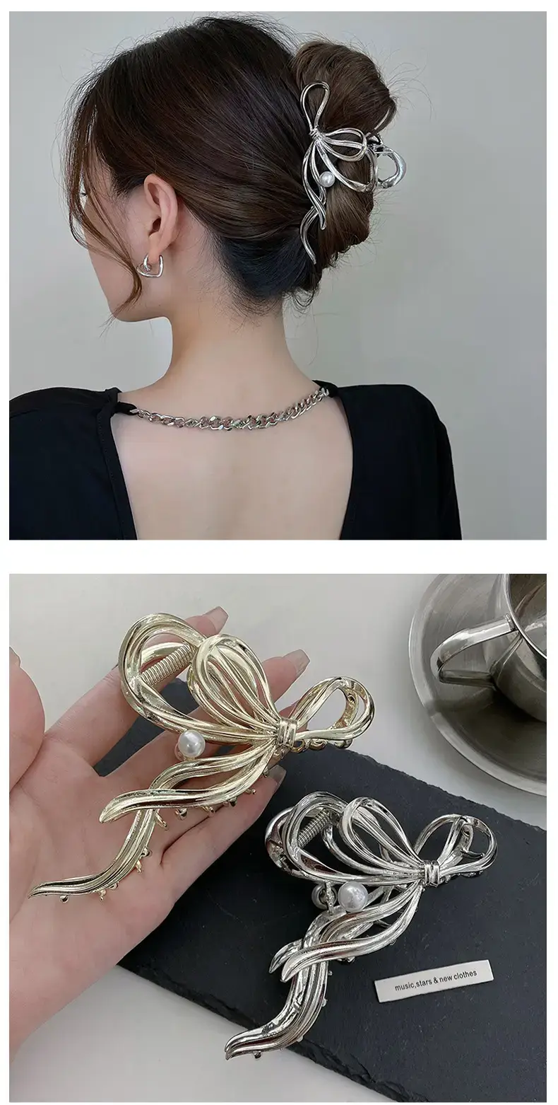 2023 New Pearl Wave Shark Clip High Sense Back Head Large Women's Internet Celebrity Summer Hairpin — feature 4