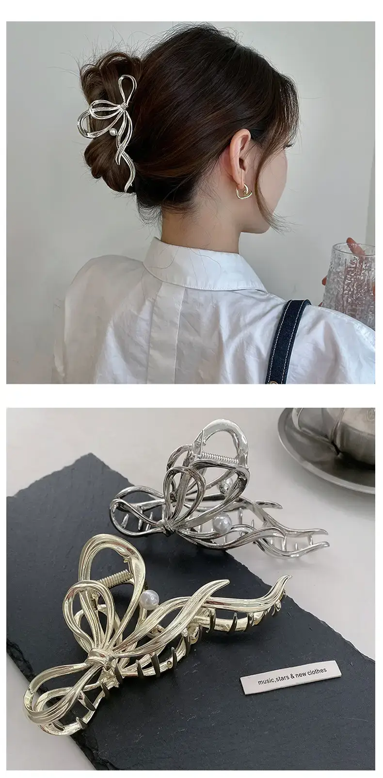 2023 New Pearl Wave Shark Clip High Sense Back Head Large Women's Internet Celebrity Summer Hairpin — feature 5