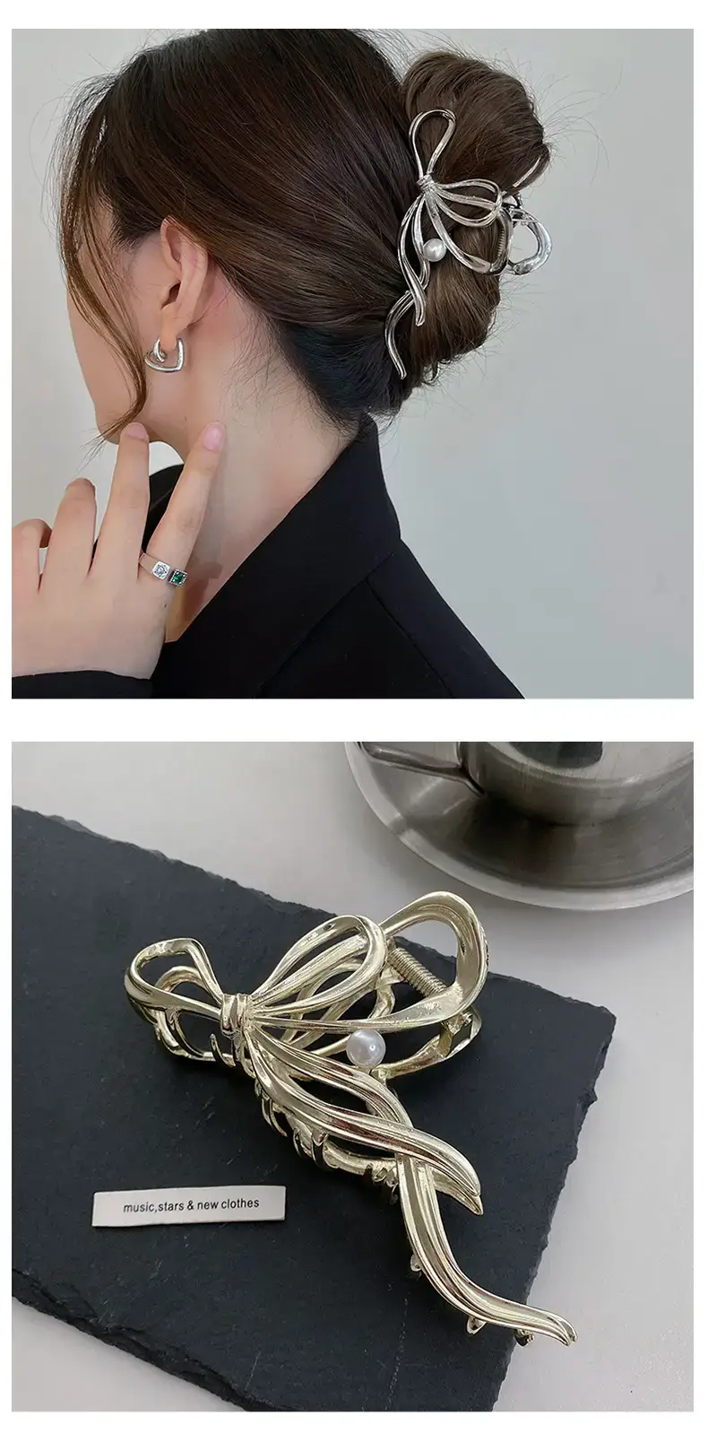 2023 New Pearl Wave Shark Clip High Sense Back Head Large Women's Internet Celebrity Summer Hairpin — feature 6