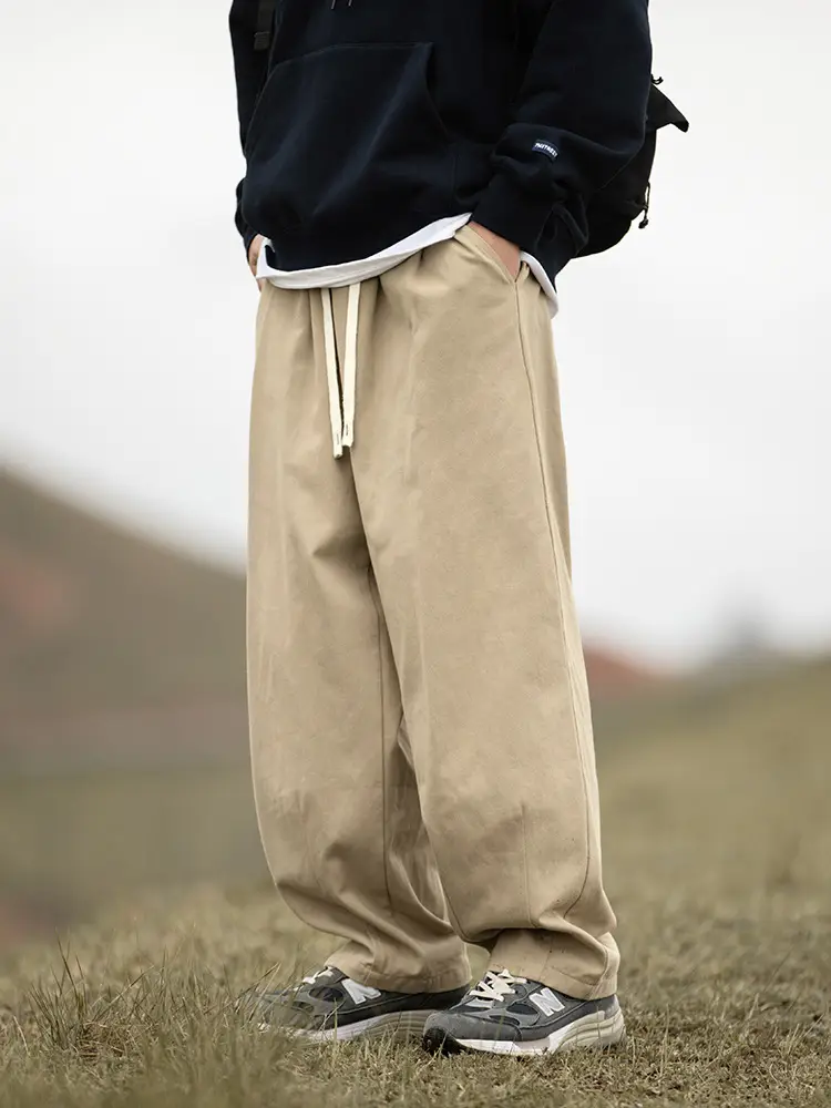 Pure Cotton Sand-Washed Straight Leg Drape Pants 2025