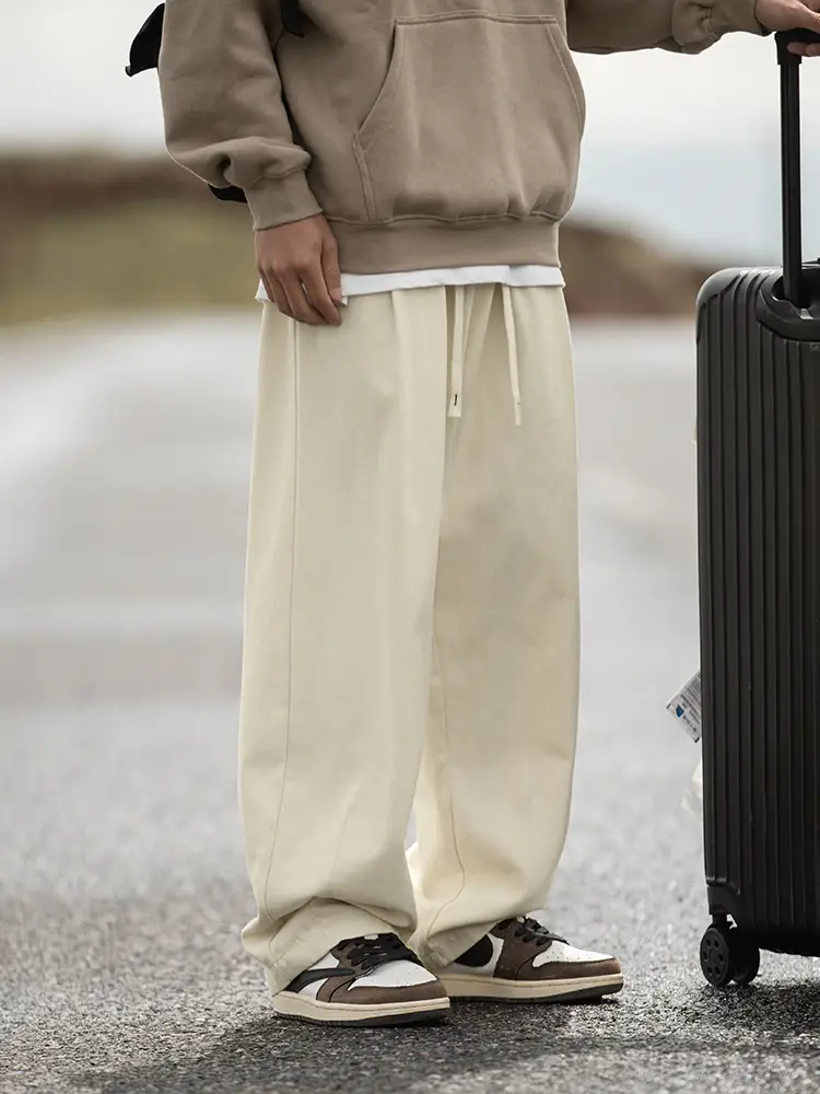 Pure Cotton Sand-Washed Straight Leg Drape Pants 2025