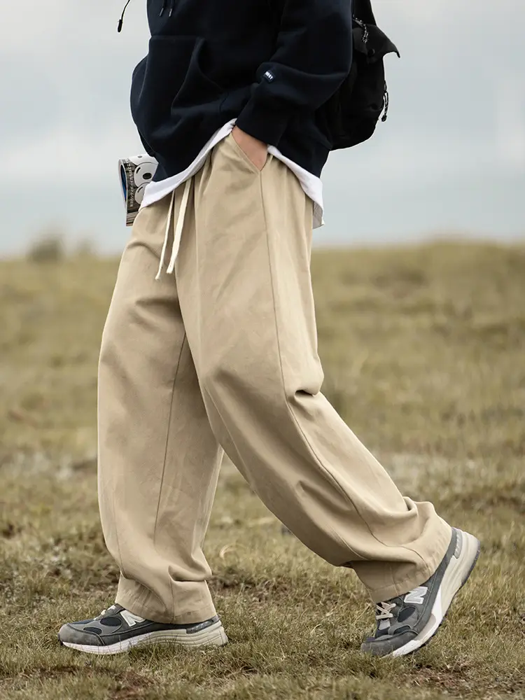 Pure Cotton Sand-Washed Straight Leg Drape Pants 2025