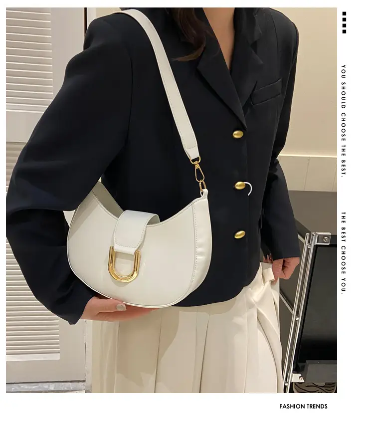 Women's Pink Semi-Circular Shoulder Bag with Gold Clasp — feature 2