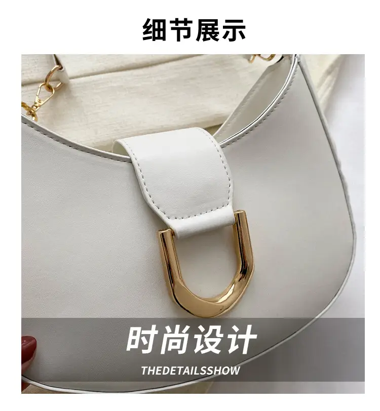 Women's Pink Semi-Circular Shoulder Bag with Gold Clasp — feature 4