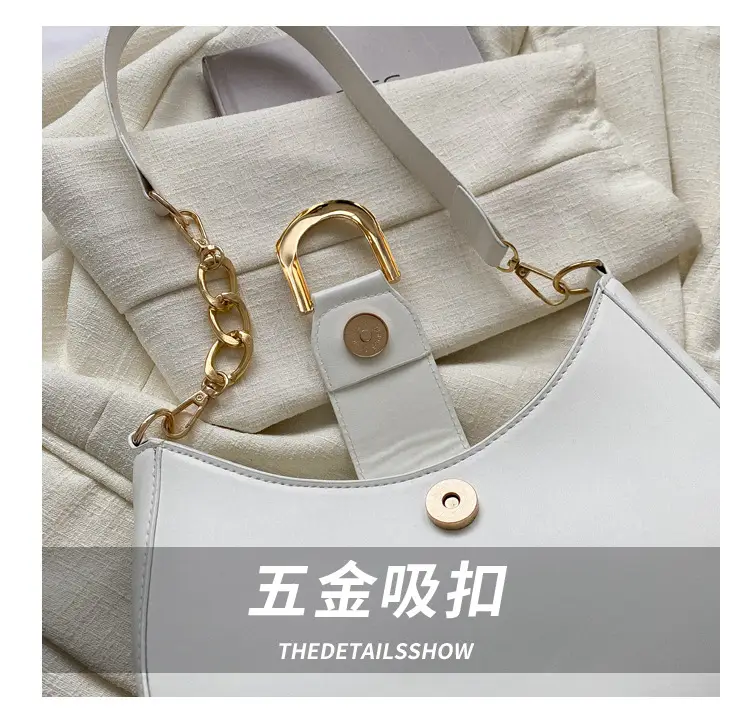 Women's Pink Semi-Circular Shoulder Bag with Gold Clasp — feature 6