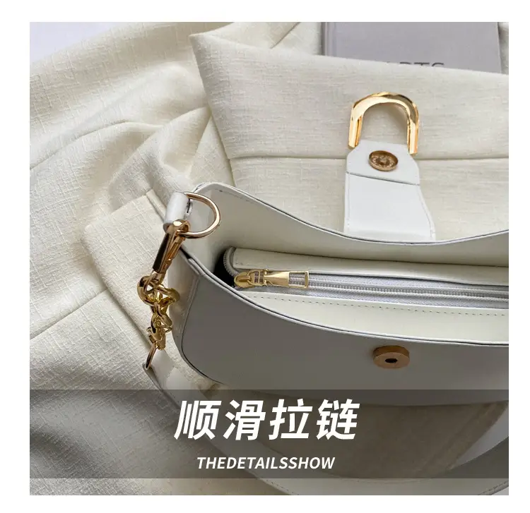 Women's Pink Semi-Circular Shoulder Bag with Gold Clasp — feature 7