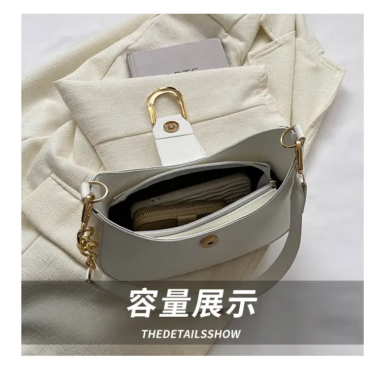 Women's Pink Semi-Circular Shoulder Bag with Gold Clasp — feature 8