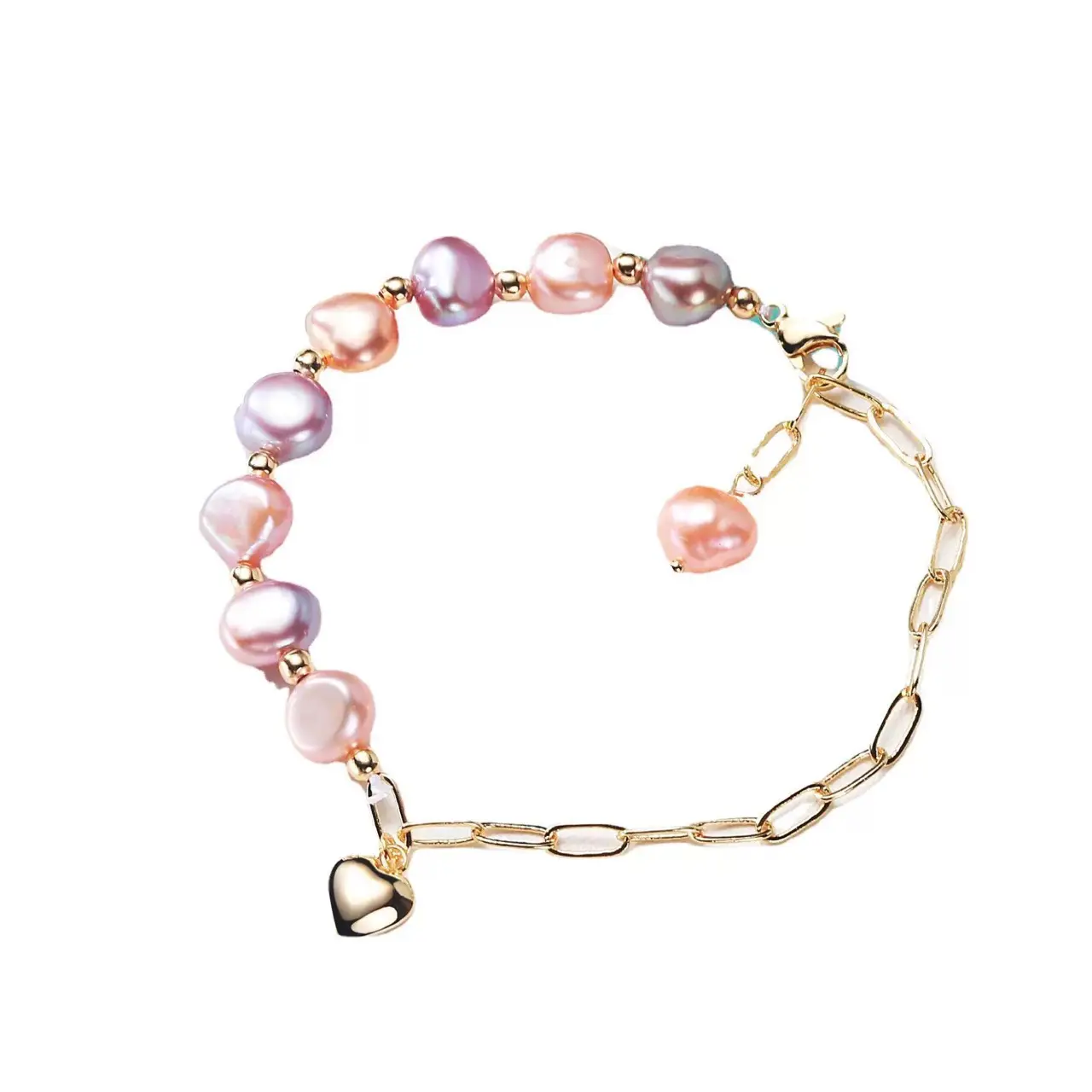 Women's Adjustable Pearl Bracelet with Love Shape Clasp - Image 5