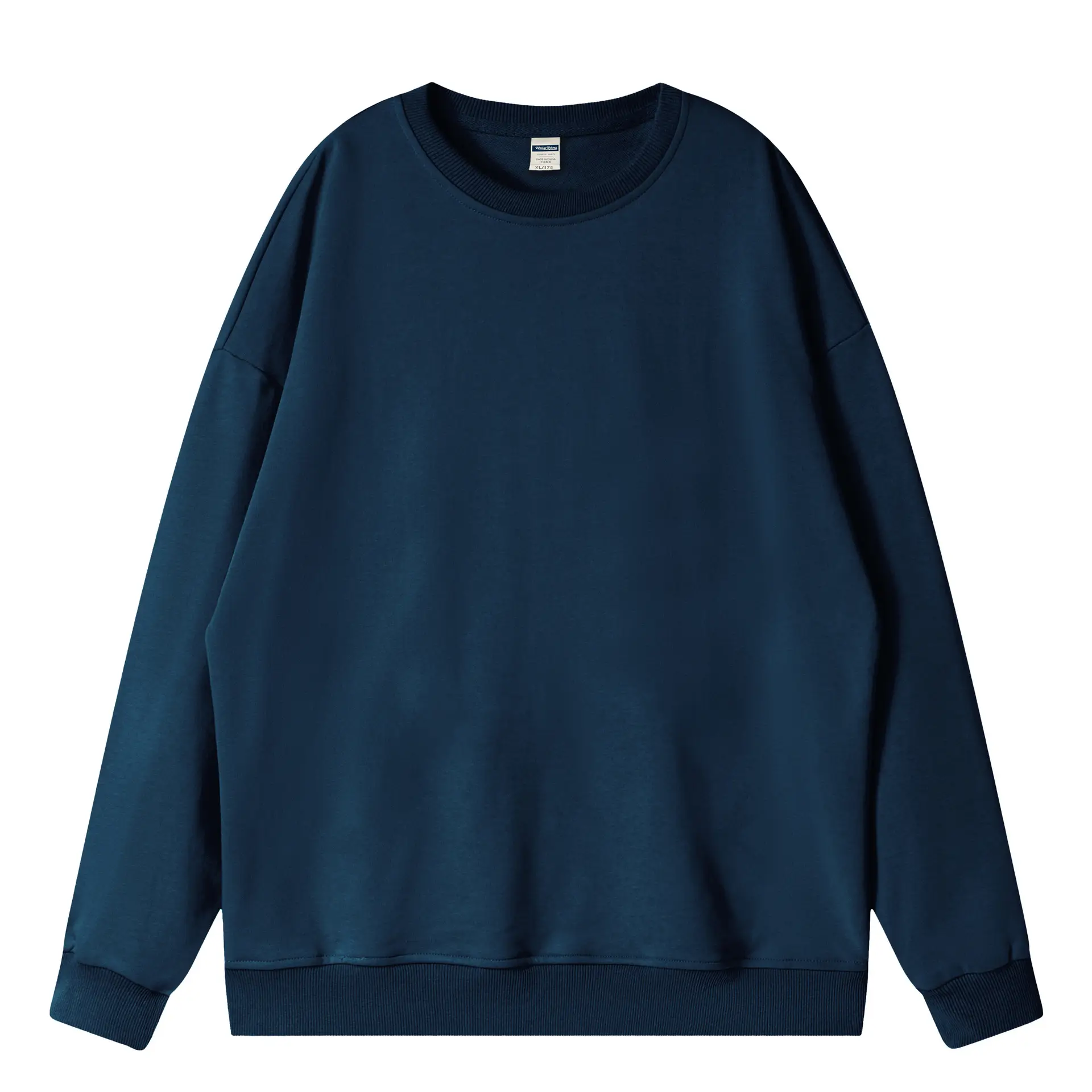 Men Navy Cotton Round Neck Sweater 360g