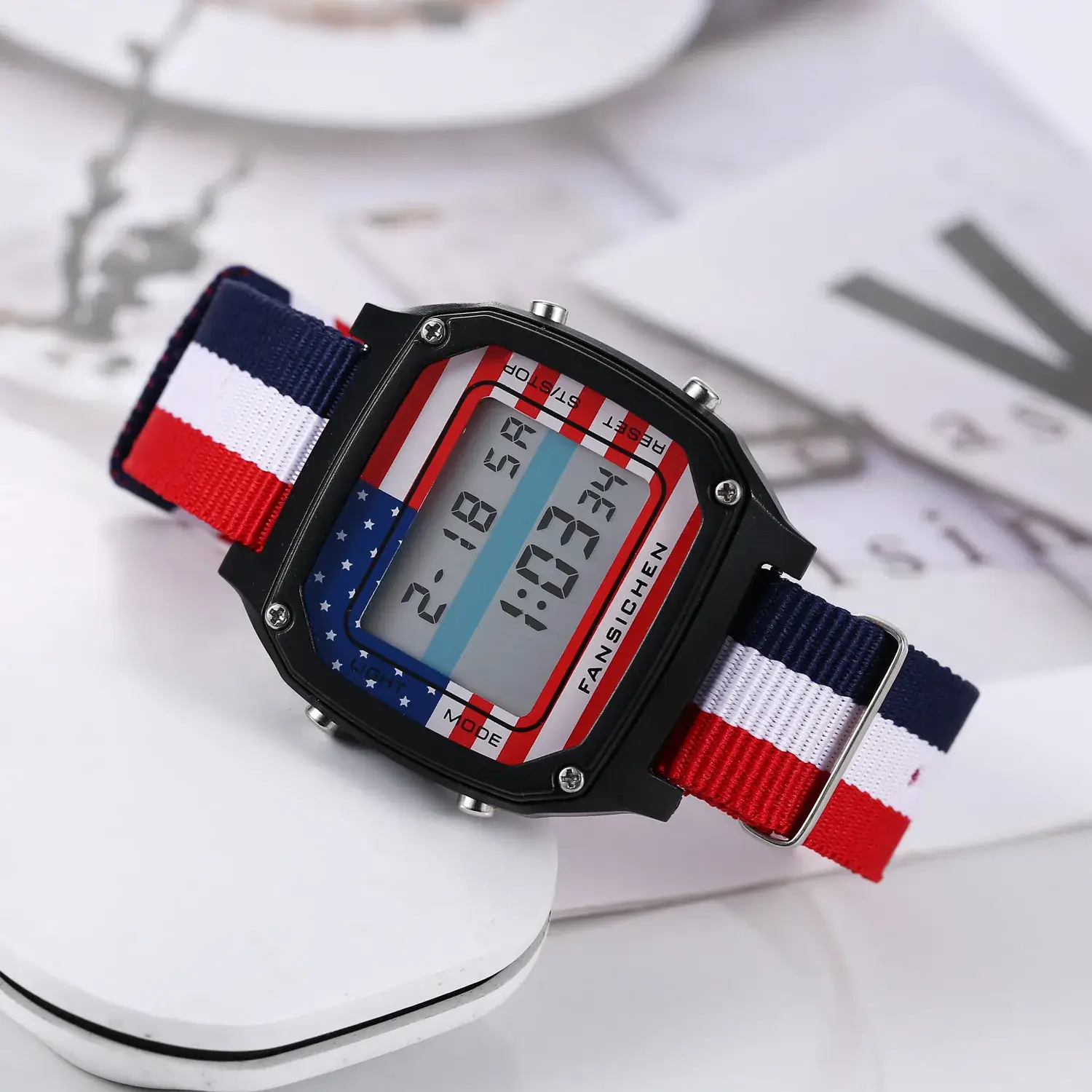 Digital Sports Watch for Men Women Red Blue Strap - Image 7