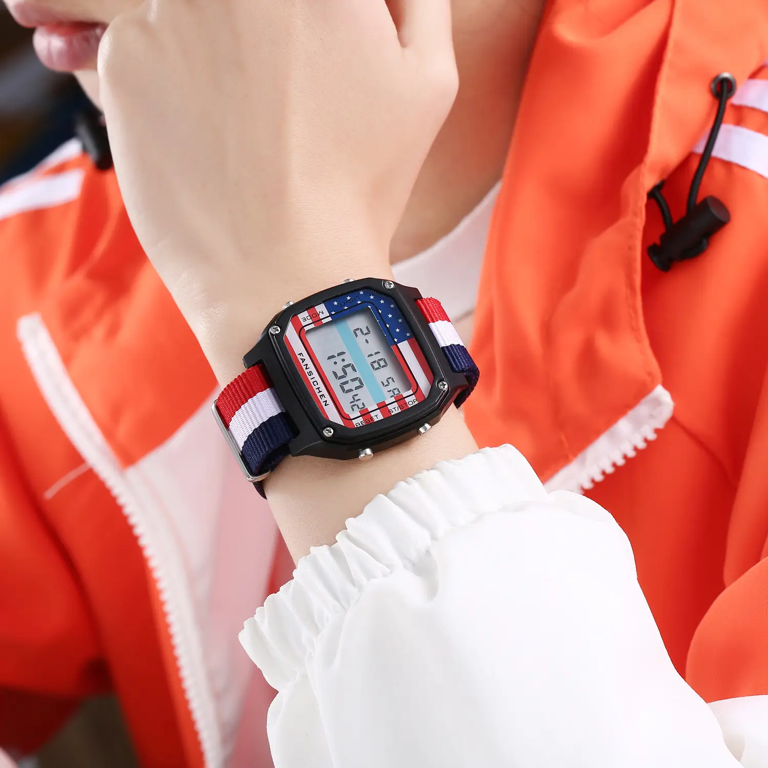 Digital Sports Watch for Men Women Red Blue Strap — feature 3