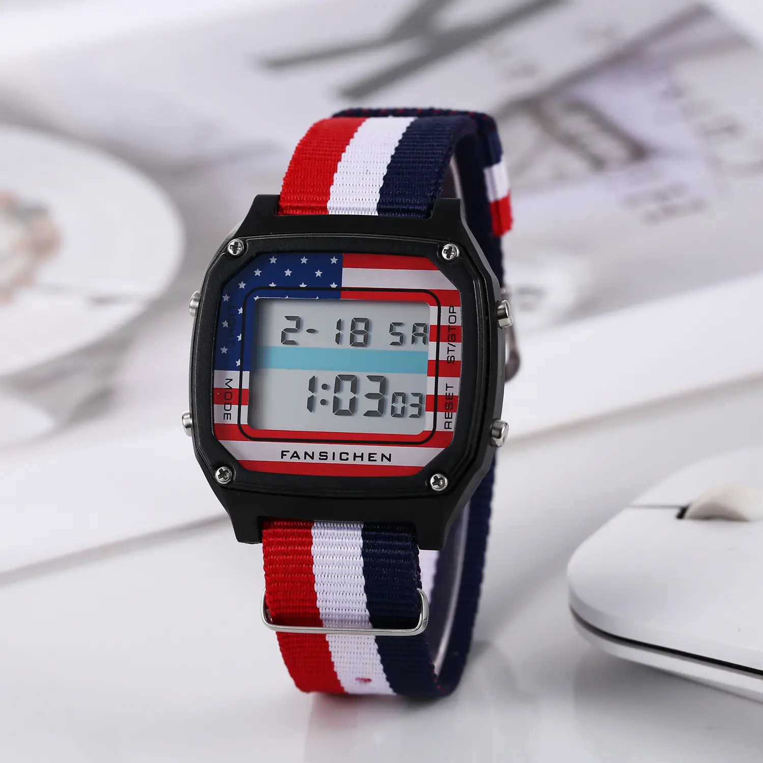 Digital Sports Watch for Men Women Red Blue Strap — feature 8