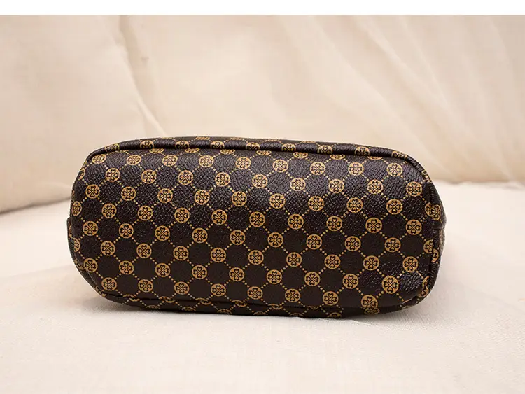 2023 Trendy Women's Checked Bag Set Brown Leather Handle — feature 22