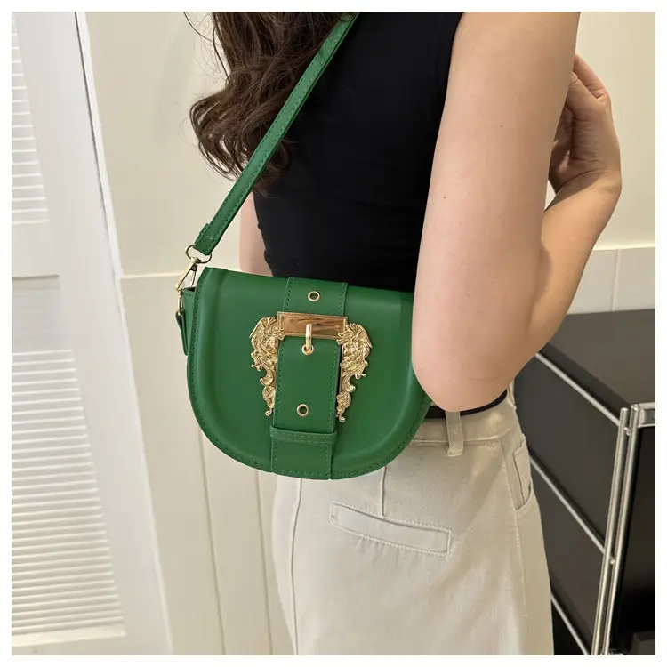 Pink Leather Shoulder Crossbody Bag with Gold Clasp — feature 11