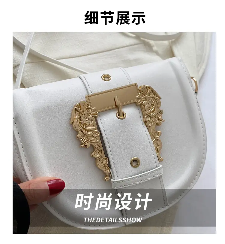 Pink Leather Shoulder Crossbody Bag with Gold Clasp — feature 2