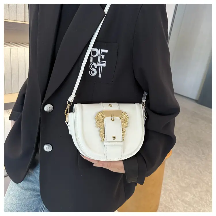 Pink Leather Shoulder Crossbody Bag with Gold Clasp — feature 20