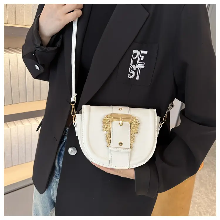Pink Leather Shoulder Crossbody Bag with Gold Clasp — feature 21