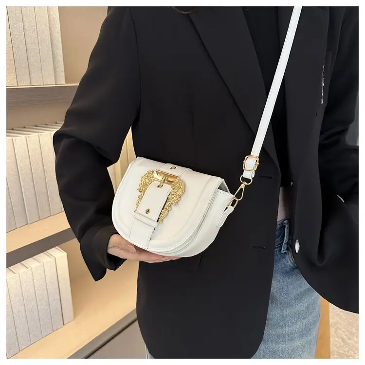 Pink Leather Shoulder Crossbody Bag with Gold Clasp — feature 22