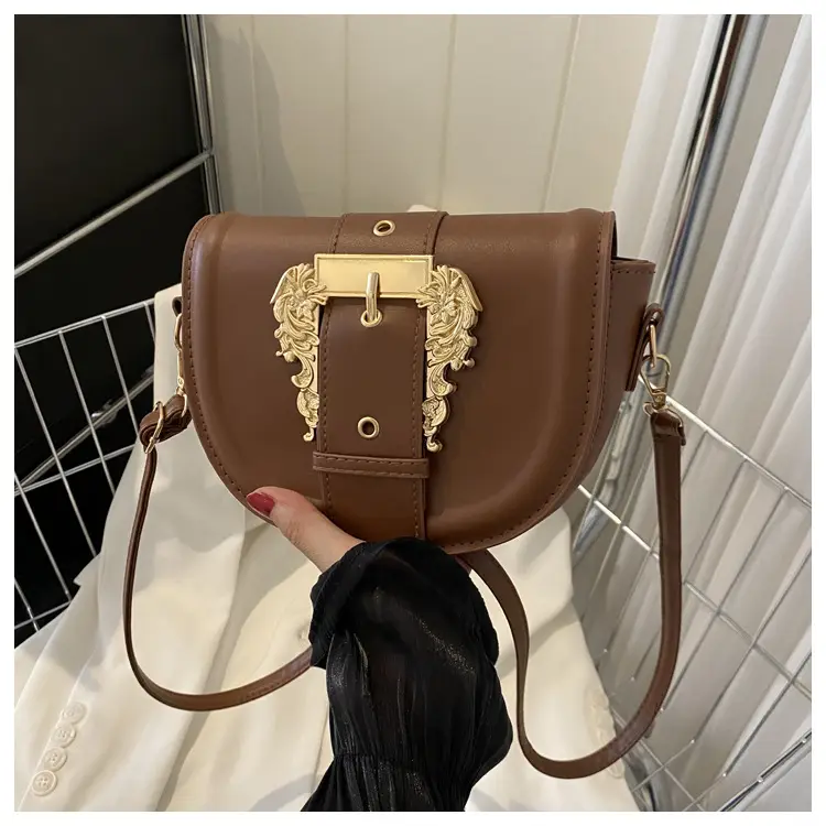 Pink Leather Shoulder Crossbody Bag with Gold Clasp — feature 24