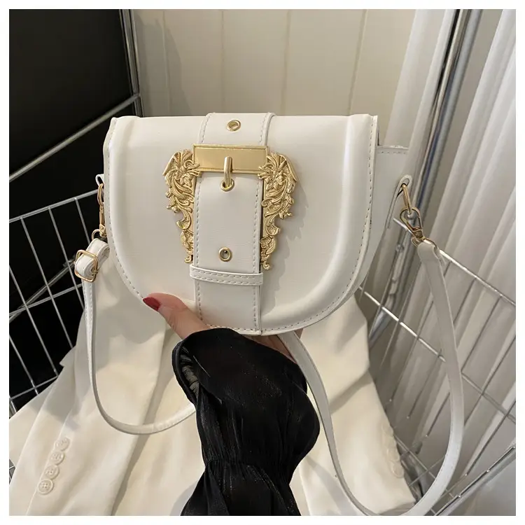 Pink Leather Shoulder Crossbody Bag with Gold Clasp — feature 25