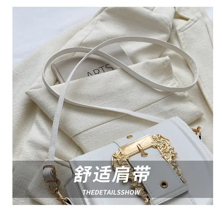 Pink Leather Shoulder Crossbody Bag with Gold Clasp — feature 3