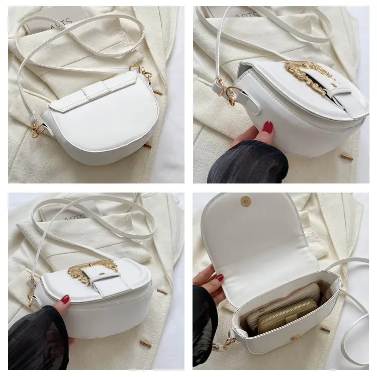 Pink Leather Shoulder Crossbody Bag with Gold Clasp — feature 7