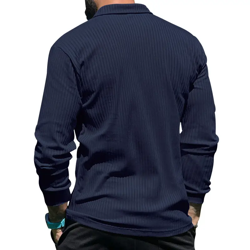 Men's Maroon Long Sleeve Polo Shirt with Anti-Strip Design — feature 17