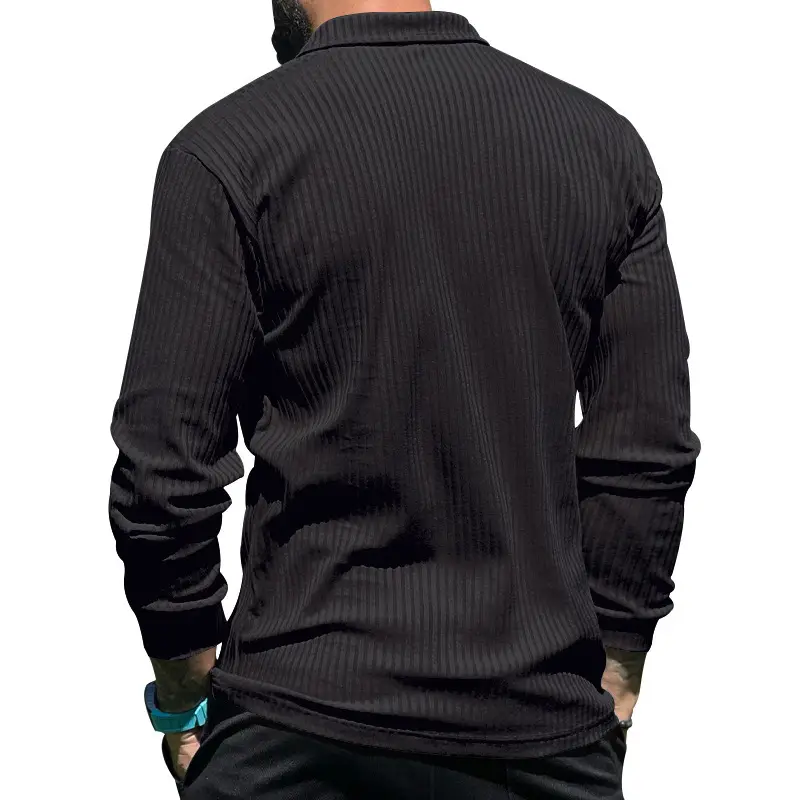 Men's Maroon Long Sleeve Polo Shirt with Anti-Strip Design — feature 21
