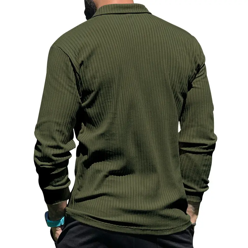 Men's Maroon Long Sleeve Polo Shirt with Anti-Strip Design — feature 25