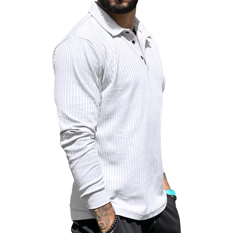 Men's Maroon Long Sleeve Polo Shirt with Anti-Strip Design — feature 28
