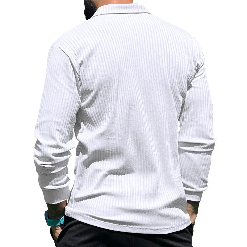 Men's Maroon Long Sleeve Polo Shirt with Anti-Strip Design — feature 29