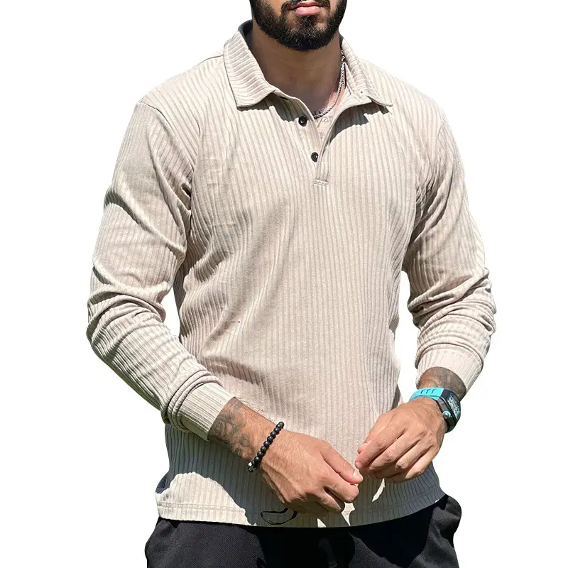 Men's Maroon Long Sleeve Polo Shirt with Anti-Strip Design - Image 5
