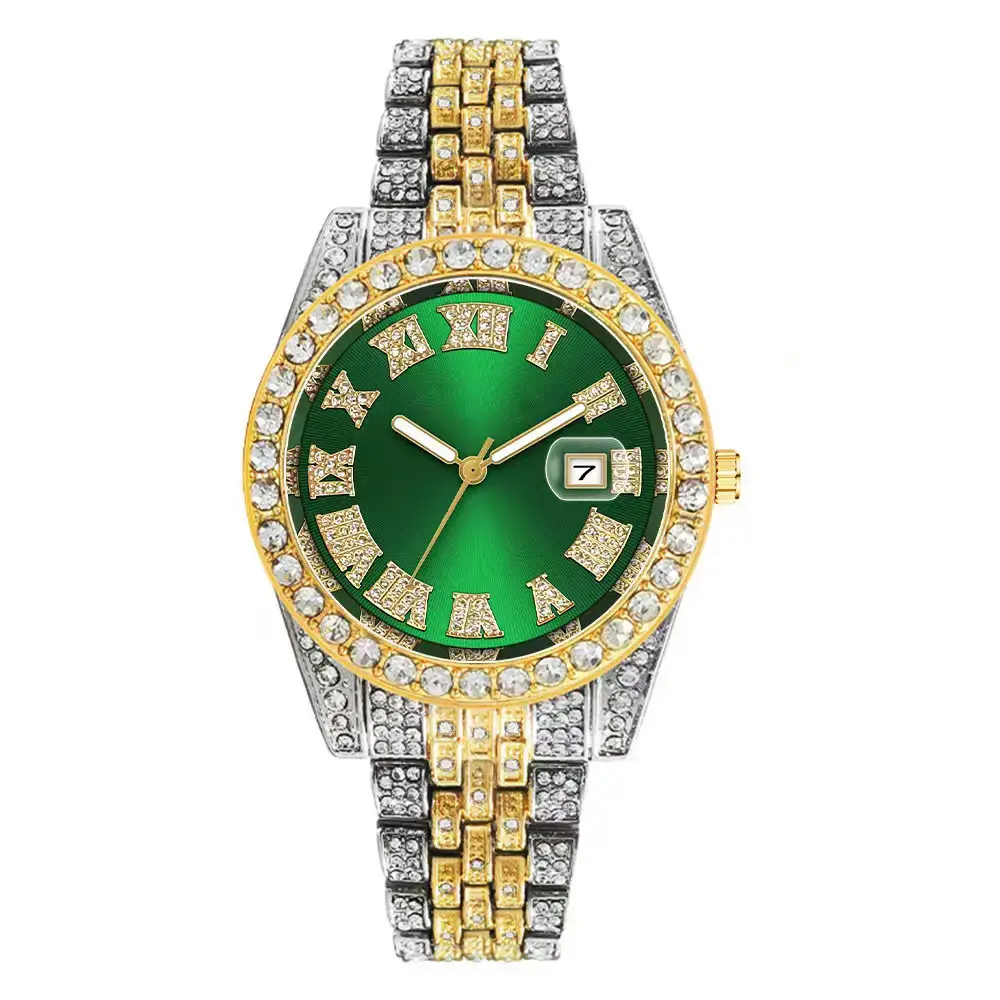 Full Diamond Roman Scale Women's Watch Gold Silver - Image 9