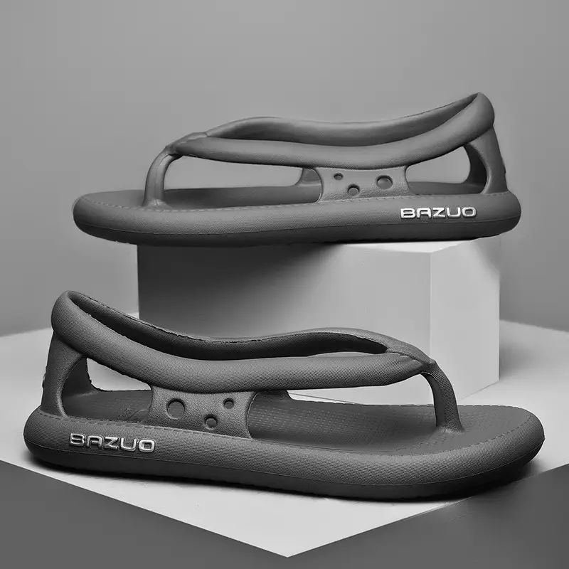 Men Women Cross-Body Heel Flip Flops Grey Non Slip