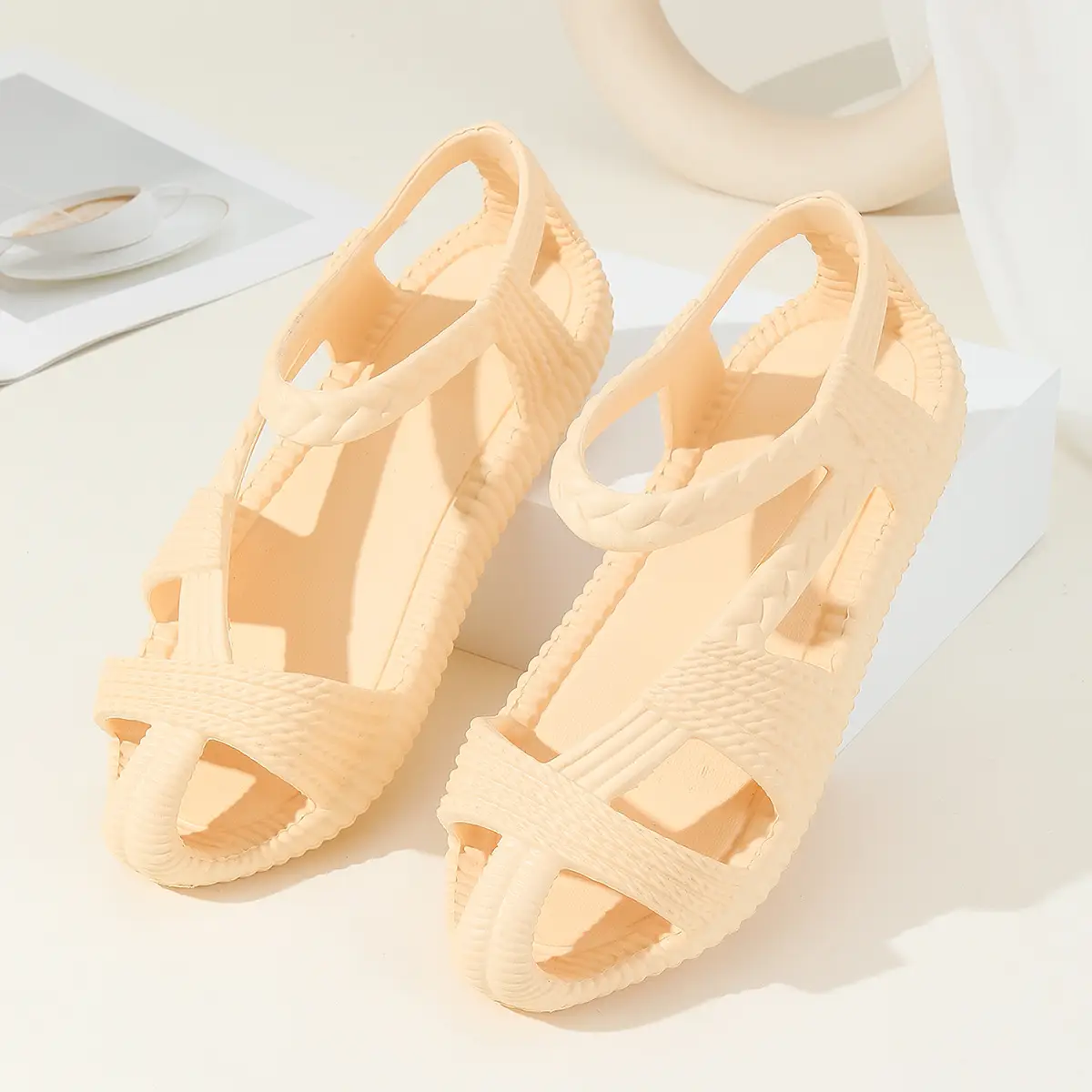 Men Women Cross-Body Heel Flip Flops Grey Non Slip