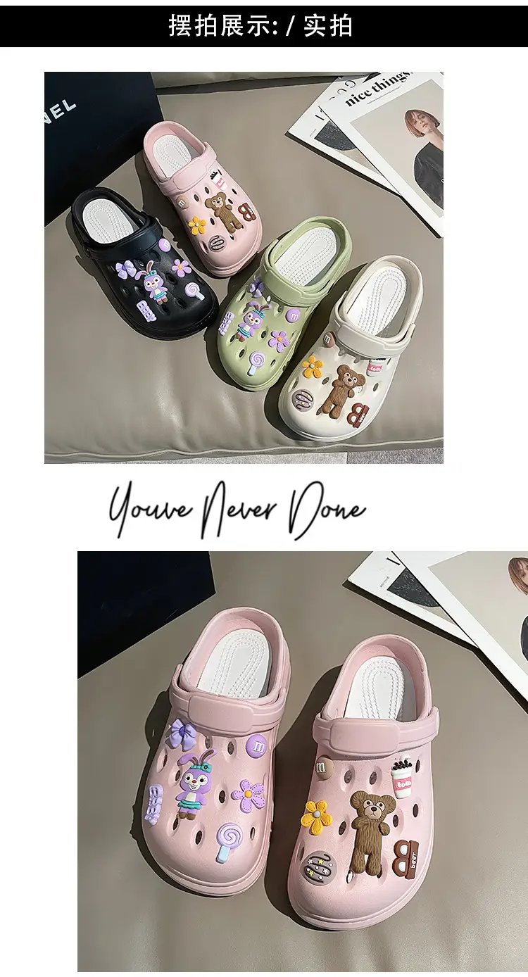 Women's Summer Soft-soled Hole Shoes Outer Wear Couple's Trendy Cute Sandals Hollow-out Sweet Shoes Nurse Slippers — feature 14