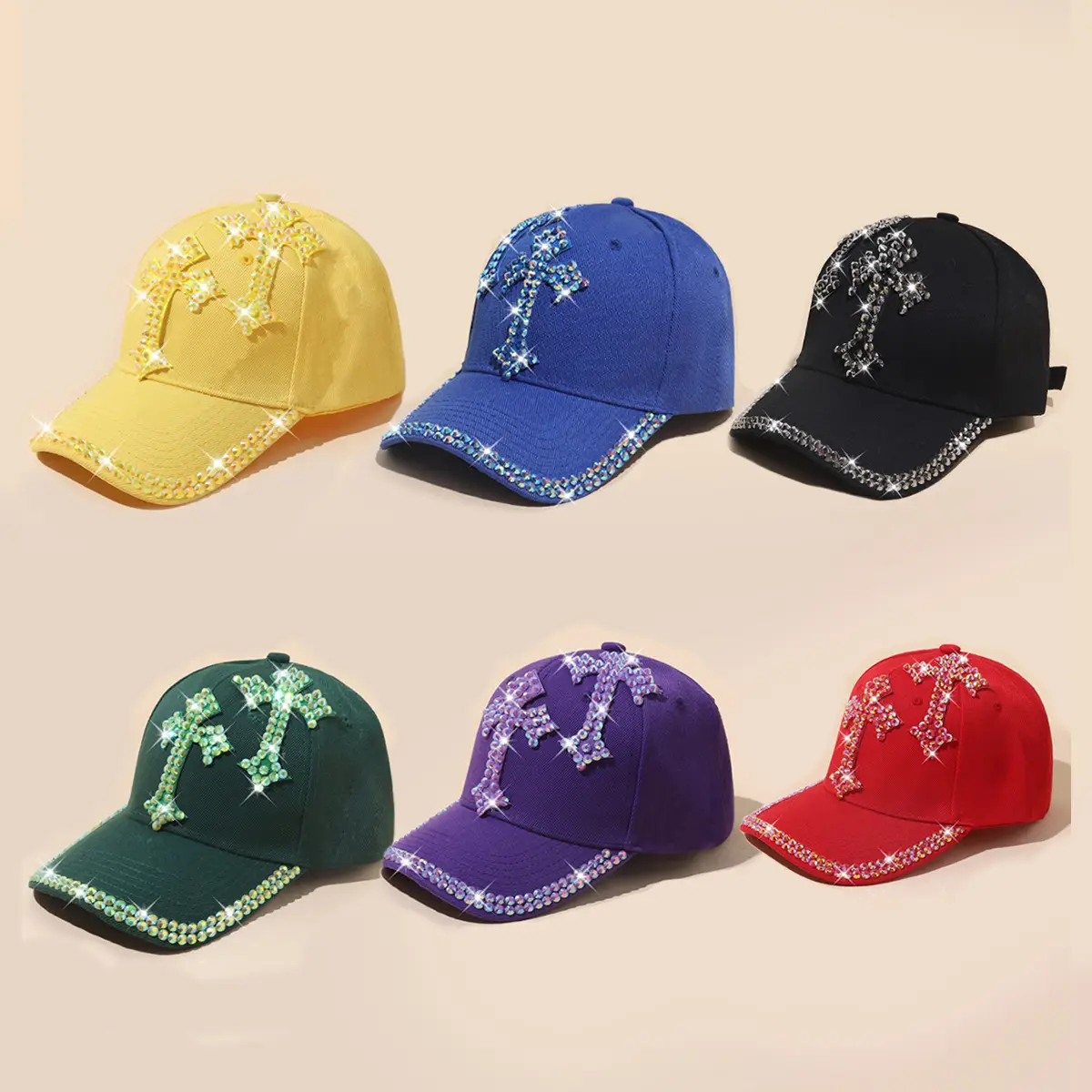 Pink Korean Rhinestone Baseball Cap for Girls - Image 9
