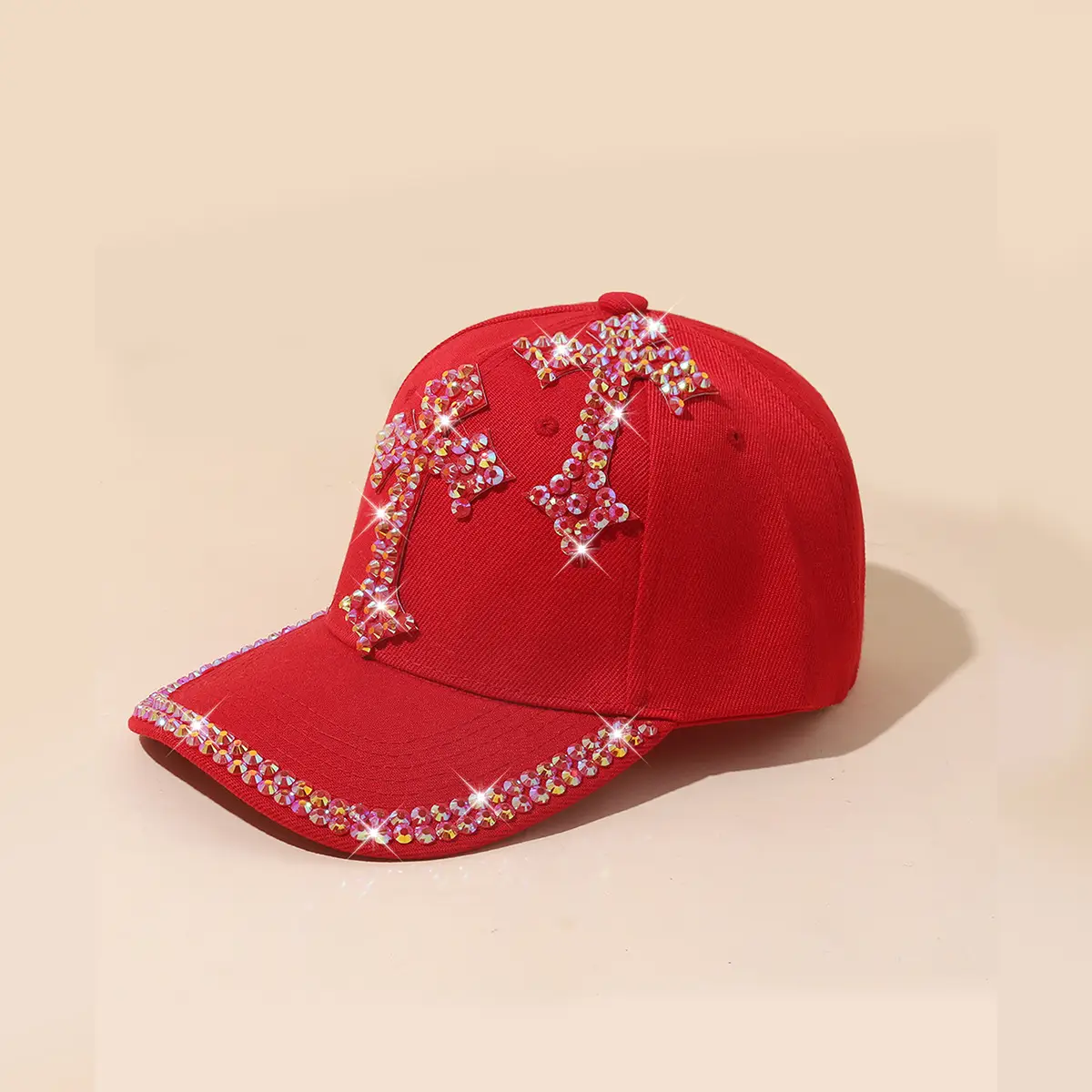 Pink Korean Rhinestone Baseball Cap for Girls — feature 12